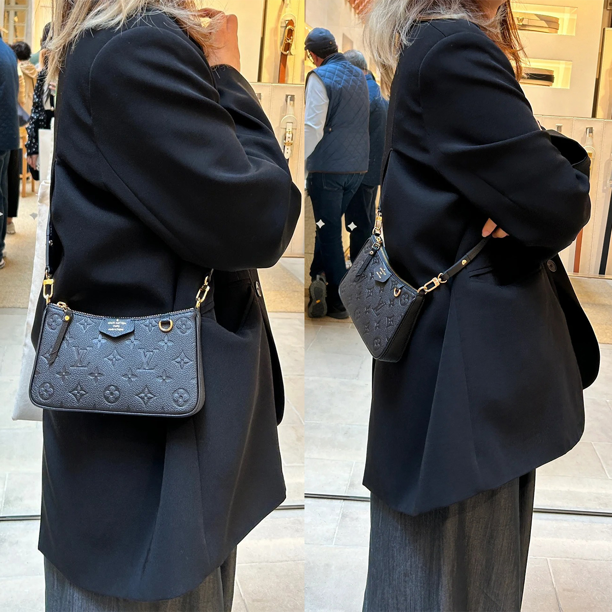 Easy Designer Bag Ladies Letter embossed Shoulder Bag Cowhide leather Luxury Bag High Quality Women's Handbag Purse Metal chain Crossbody Bag Black Classic Half Moon