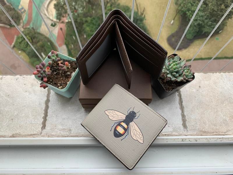 Top Quality Men Animal Short Wallet Leather Black Snake Tiger Bee Wallets Women Long Style Luxury Purse Card Holders With Gift Box