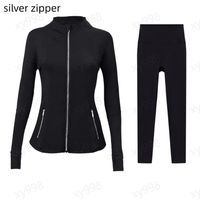Black silver zipper-leggings set