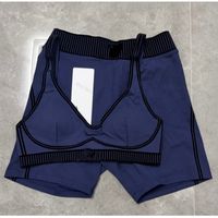 Dark blue Flocked Shorts Set