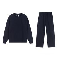 26.Blue-gray round-neck straight-leg pan