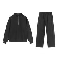 9.Dark gray half-zip straight-leg pants