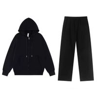 6.Black full-zip straight-leg pants set
