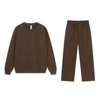 27.Brown round-neck straight-leg pants s