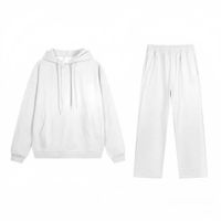29.White hooded straight-leg pants set
