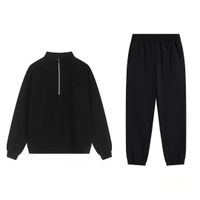 13.Black half-zip sports pants set、