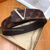 L5 Silver Buckle+brown grid belt