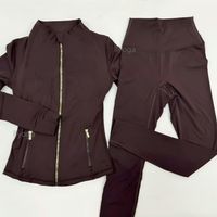 Brown gold Jacket leggings set