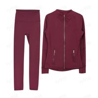 Deep red gold-leggings set