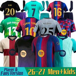 26 27 Barcelona LAMINE YAMAL Lewandowski Soccer Jerseys GAVI Raphinha FERRAN 2025 2026 Football Shirt TOP F. DE JONG Men Women Kids Kit Camiseta Barcalona Travis