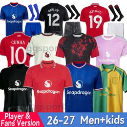 26 27 ManUnited soccer jersey 2026 football kit shirt UTDs United stone roses Special Red ZIRKZEE MBEUMO SESKO B. FERNANDES CUNHA CANTONA men kids uniforms