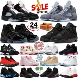 With Box Designer Shoes Basketball Shoes 4s 5s 6s 11s Gamma Blue 4 Black Cat 5 Wolf Grey Fire Red White Cement 14 Ferrari 12 Taxi 13 Chicago Mens Womens Sneakers Trainers
