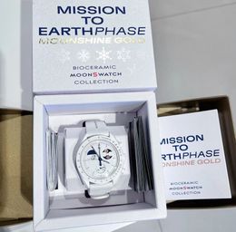 New White Bioceramic Men's Watch Full Feature Quartz chronograph Mercury Mission 42mm Nylon Luxury Watch Limited Edition Master Watch2027 with box