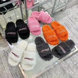 Paris Slides Balenly ciagaly Fashion Striped Fluffy Plush Slippers For Ladies, Soft Furry Open Toe Slides Warm Comfort Home Bedroom Footwear Multiple Colors
