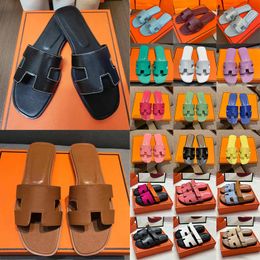 free shipping with box women slippers designer sandals flat slides stylish sliders summer beach mules outdoor comfort shoes brown black white pink