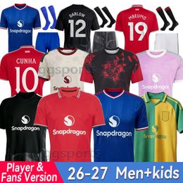 26 27 ManUnited soccer jersey 2026 football kit shirt UTDs United stone roses Special Red ZIRKZEE MBEUMO SESKO B. FERNANDES CUNHA CANTONA men kids uniforms