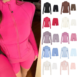 Full Zip gold Zip Jackets Fitness Women Yoga Jackets Fitness Sports Jackets Zip Up Jackets Comfort Jackets Design Oriented Sportswear Breathability Running jakets