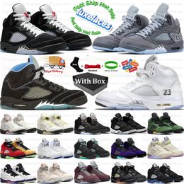 With box 5 Basketball Shoes 5s Sneakers Men White Black Metallic Reimagined Wolf Grey Fire Red Halloween Soft Pink Muslin University Blue Mens Sports Trainers shoes5