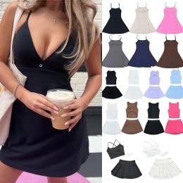 Women Designer Airbrush Splendor Dress Yoga Streamlined Tennis High Quality Skirt Summer Fashion Workout Set Top Haul Black Pink Gym Dress