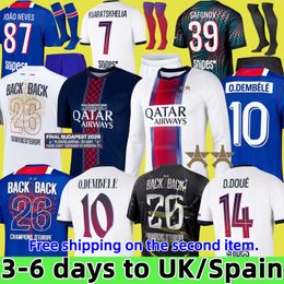 fourth Soccer Jerseys DEMBELE HAKIMI enfants psge jersey 26 27 football shirts Men kits kids Equipment uniforms VITINHA doue JOAO NEVES Final maillot psge 26 27