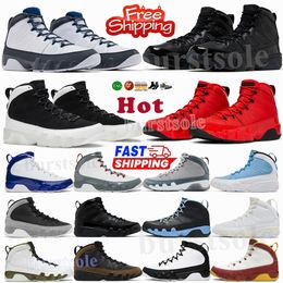 With box 9 Mens Basketball shoes 9s Particle Grey Powder Racer Blue Flint Grey Fire Red Light Olive Concord UNC Bred Patent Anthracite Sports IX Sneakers Trainers 40-47