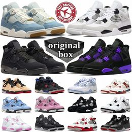 73 In USA 4 4s Basketball Shoes Laker Imperial Purple Thunder Black Cat 2025 Flight Club RM Pale Ivory Bred Fire Red White Cement Military Blue Sail Sneak