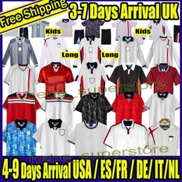 Retro England 1990 1996 1998 2000 2002 GASCOIGNE SHEARER soccer jersey 85 86 90 91 92 93 95 96 98 00 01 02 03 05 06 13 long sleeves football shirt and Kids Kit