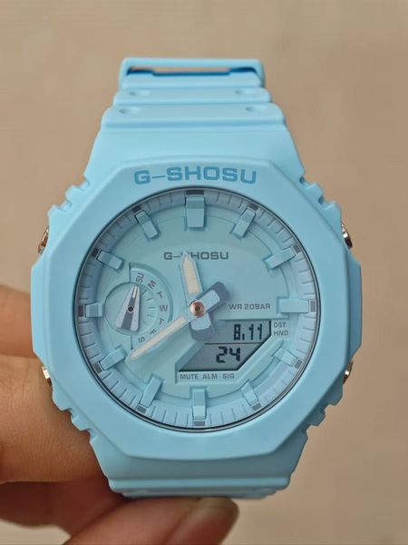 Iced Out Watch Full Function Unisex Sports Digital Electronic Watch Waterproof Large Dial LED Dual Display Oak Series G118