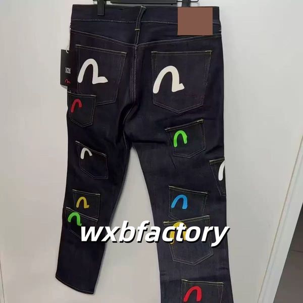 Mens Japanese Fashion designer jeans with Embroidery jeans Men Retro mens Trousers Hipster Style Slim Fit Straight Leg Denim Jeans Pants for Casual