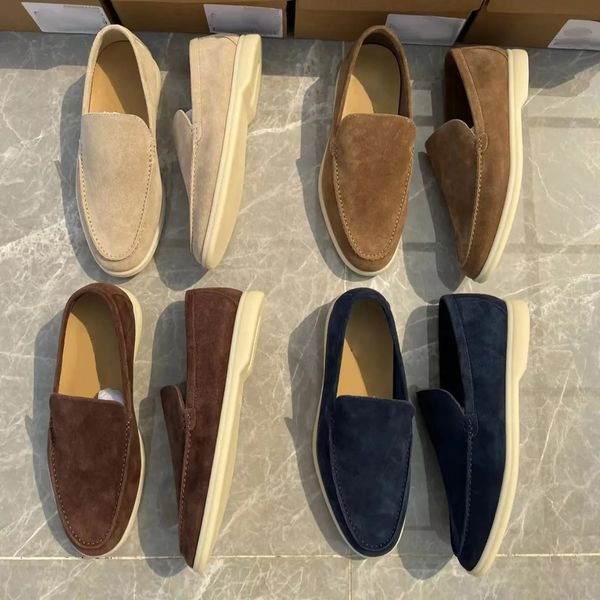 Loafers Designer Shoes Walk Charms Decorative Casual Slippers Men Women Suede Leather Couple Shoes Men Women Genuine Leather Flat Shoes Slippers