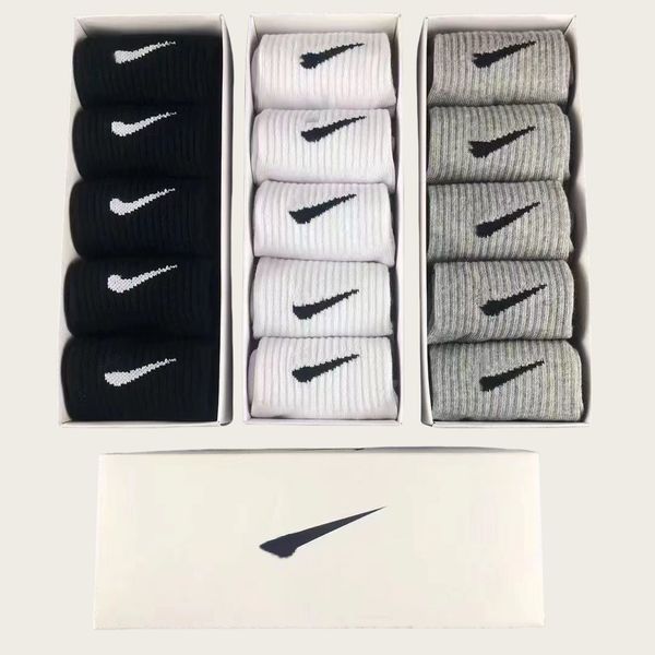 of brand men's and women's pure cotton socks, white and black socks, men's soft and breathable sports stockings, men's summer and winter multi-color socks