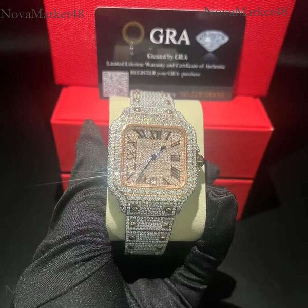 moissanite watches high quality diamond Pass Tester Square Wrist Stainless Steel Down Custom Fashion accessories Brand for Men/Women - Honeycomb versatile
