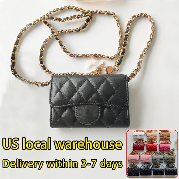 wallet designer Luxury Wallets Women's Card Holders Caviar Lambskin Chain Bags Mini Shoulder bag Solid Colors Metal Chain Cute wallet bag coin purse 10A.