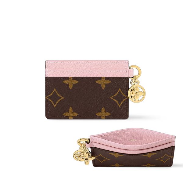 designer keychain Credit Card Holders Mini Wallets High Quality For Mens Womens Leather Flower Classics Pure Color Keychain Purses Wallet bag charm