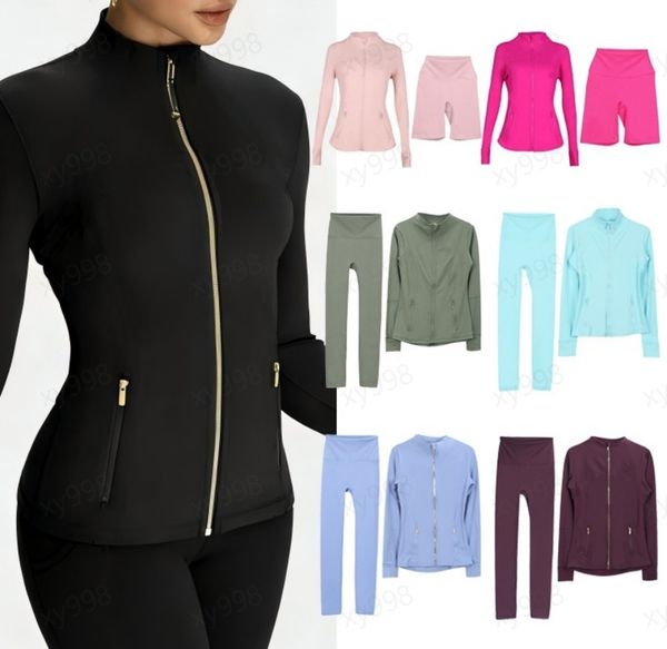 Women set Yoga Workout Sets Jackets Shorts Leggings Flared Pants sets Sports Jakets Zip Up Coat Elastic Outfit Pants Gym Suits Sweatshirt Tracksuit Jaket Legging Set