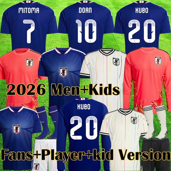 Japan Football Shirt 2026 2027 World Cup Soccer Jersey KUBO ATOM MINAMINO TOMIYASU TSUBASA More Football Shirt Fans player Long Sleeve Kid version S 4XL