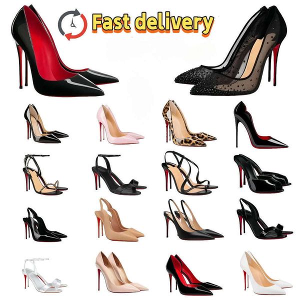 With box Red Bottom shoes Red soled shoes Designer Heels Women's Real 6cm 8cm 10cm 12cm Woman Pumps Wedding Shoes Nude Black Patent Stiletto Genuine Leather Size 34-44