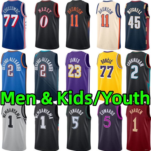 Men kids basketball jersey Victor Wembanyama Tyrese Maxey LaMelo Ball Anthony Edwards VJ Edgecombe Luka Doncic Jalen Brunson Cade Cunningham Shai Gilgeous jerseys