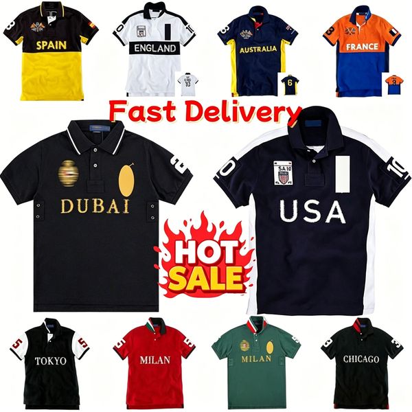 Mens Polo Pony t shirt designer polo t shirt Raplhly embroidery mens summer short sleeved shirts Simple versatile Business casual cotton top Classic Polo Shirt S-2XL0