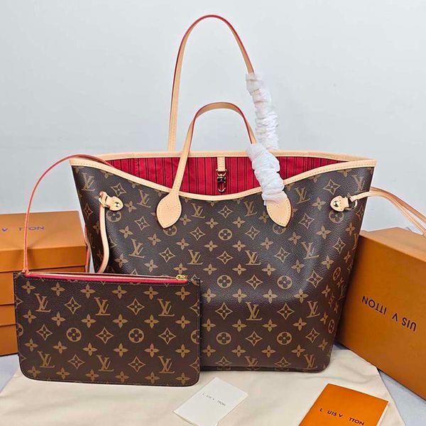 Tote Bag Designer bag Luxury Neverful Top-tier Cowhide Messenger Printing Handbag Classic Women High Capacity Composite Shopping Bag Old Flower Brown Lattice Purse