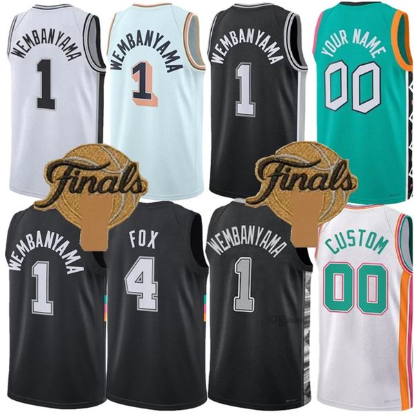 Custom 1 Victor Wembanyama Basketball Jersey Luke Kornet Devin Vassell DeAaron Fox Men Keldon Johnson Tim 21 Duncan Jeremy Sochan Spur Castle Kelly Olynyk