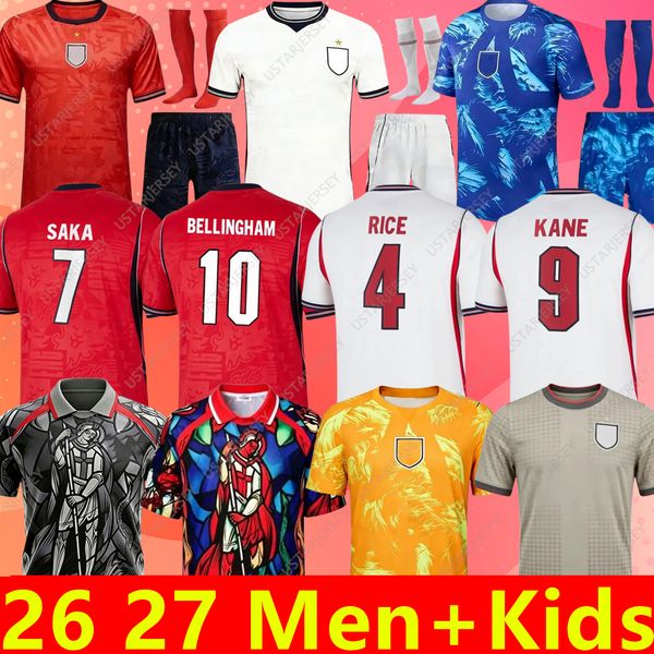 2026 2027 England Soccer Jersey Men Kids 26 27 KANE BELLINGHAM RASHFORD RICE FODEN GORDON TONEY PALMER PICKFORD Football Shirts Soccer Uniforms WOMEN RUSSO World Cup