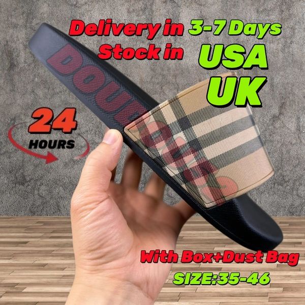 Free Shipping 2026 Designer Check Slides Fashion Slipper Paris Sliders Slides Sandals Slippers For Men Women Hot Unisex Pool Beach Flip Flops With Box Size 35-46