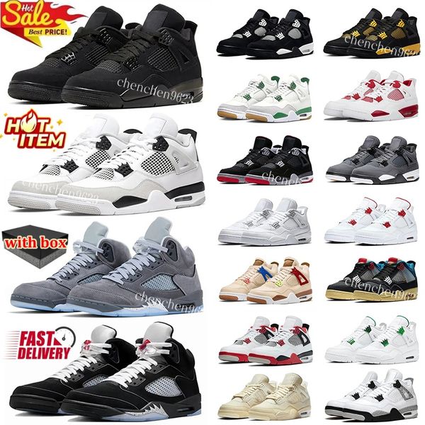 Designer Basketball Shoes 4s Men Women Black Cat 2025 For Military Sail Thunder White Oreo Cool Grey Varsity Red Bred Sneakers Blue University With Box