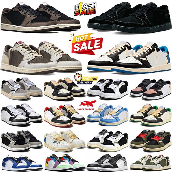 Designer 1s Low Basketball shoes OG 1 sneakers Black Phantom Triple White University Blue Bred Toe Light Smoky Grey Mens Womens Outdoor Sports trainers Size 36-47