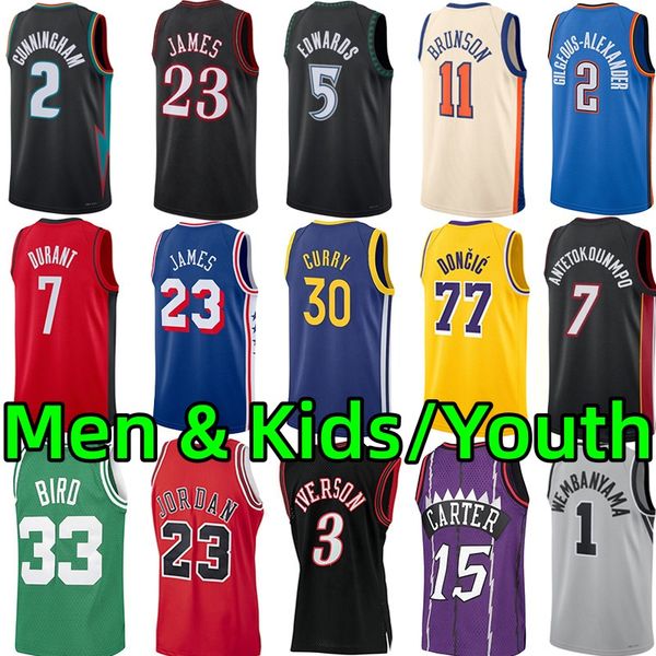 Men Youth kids Basketball Jerseys Stephe Curry James Ja Morant Devinn Booker Kevinn Durant Jayson Tatum Gianni Antetokounmpo Bryant Luka City adult children jersey