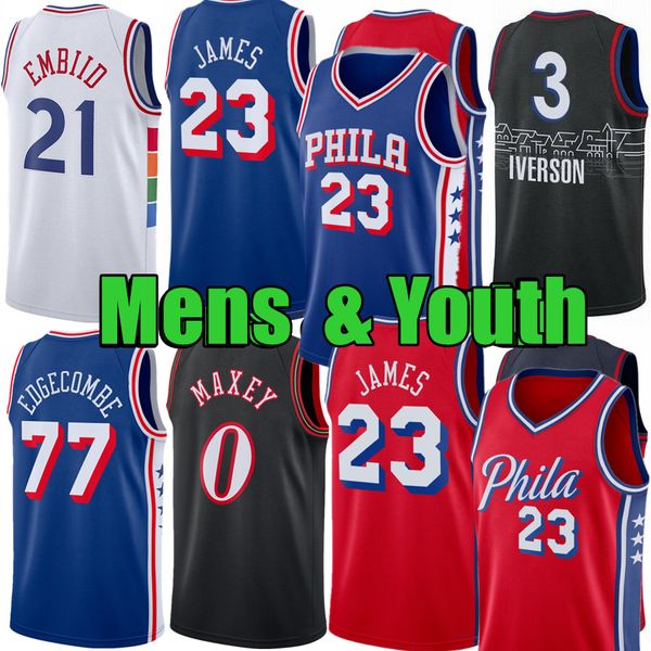 James 23 LeBron Jaylen Brown 76erss Basketball Jersey Joel Embiid Tyrese Maxey Allen Iverson V. J. Edgecombe Sixer ominick Barlow 76er Quentin Grimes 2025 2026 City