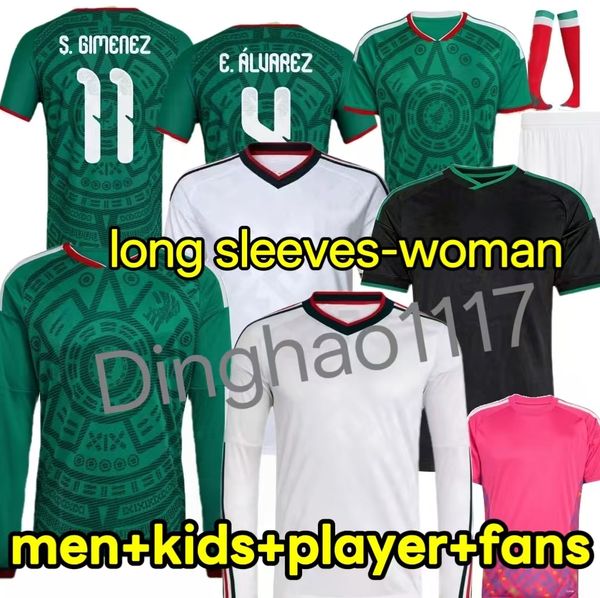 Mexico Football Shirt Jersey Soccer Jersey Home Away RAULCHICHARITO LOZANO DOS SANTOS Club Football Shirt Kids Kit H.LOZANO Men Sets Uniforms Fans Player Version