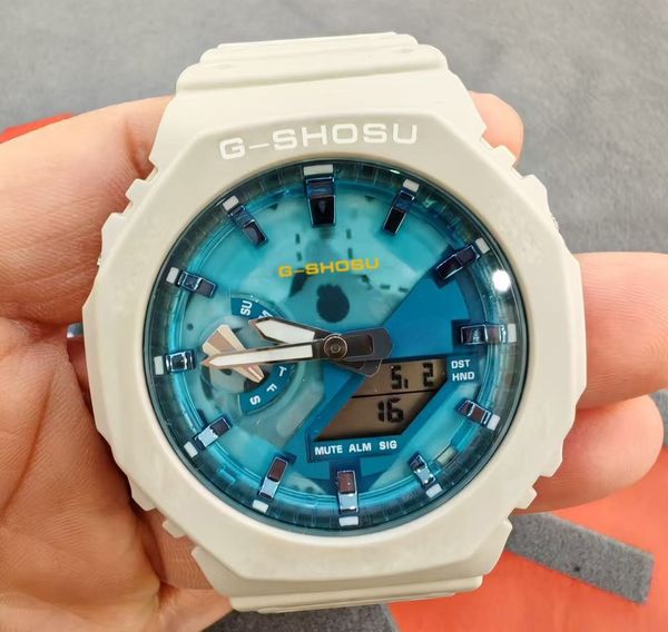 Iced Out Watch Full Function Unisex Sports Watch Waterproof Large Dial LED Dual Display Oak Series G102