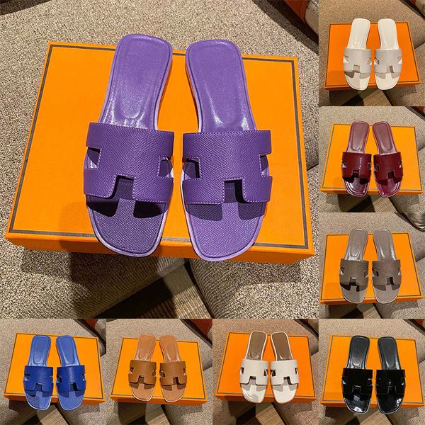 high quality womens designer slippers flat slides summer beach sandals women slide white black brown leather sandal